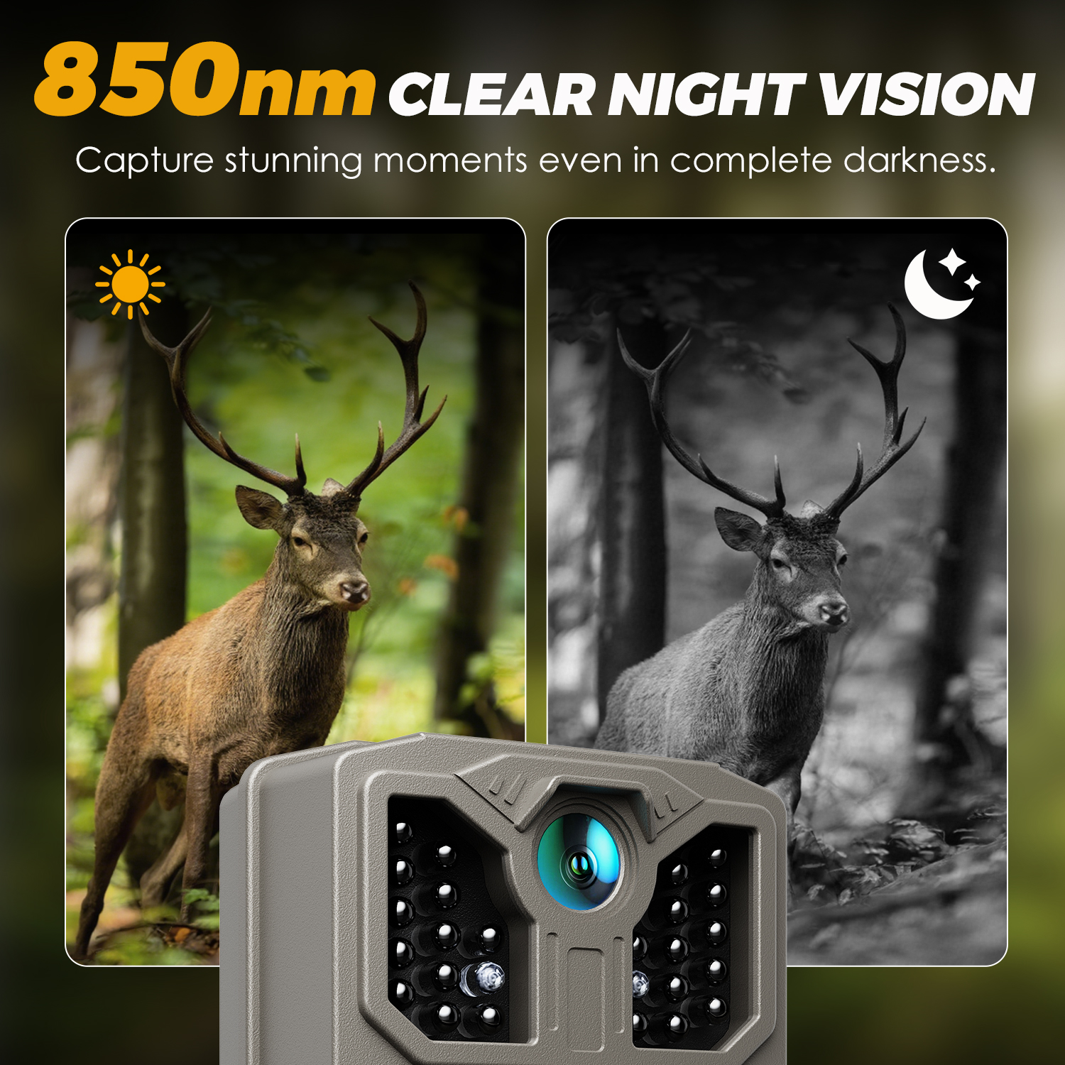 CocoBear Trail Camera 36MP 2K Game Camera with 850nm IR Night Vision, Motion Detection, 2" LCD Display, 130° Wide Angle, IP66 Waterproof, Time Lapse, Hunting Wildlife Camera