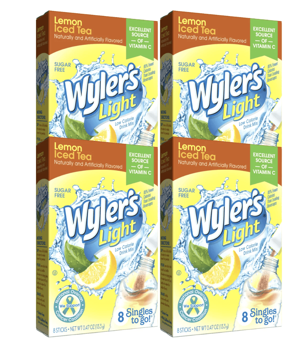 (4) Wyler's Light Singles To Go Powdered Drink Mix Lemon Iced Tea