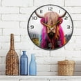 thumbnail image 4 of Coolnut Highland Cow Colorful Wall Clock Round Silent Non Ticking Battery Operated Accurate Arabic Numerals Design Clocks for Home Kitchen Living Room Bedroom 12inch Home Decor, 4 of 6