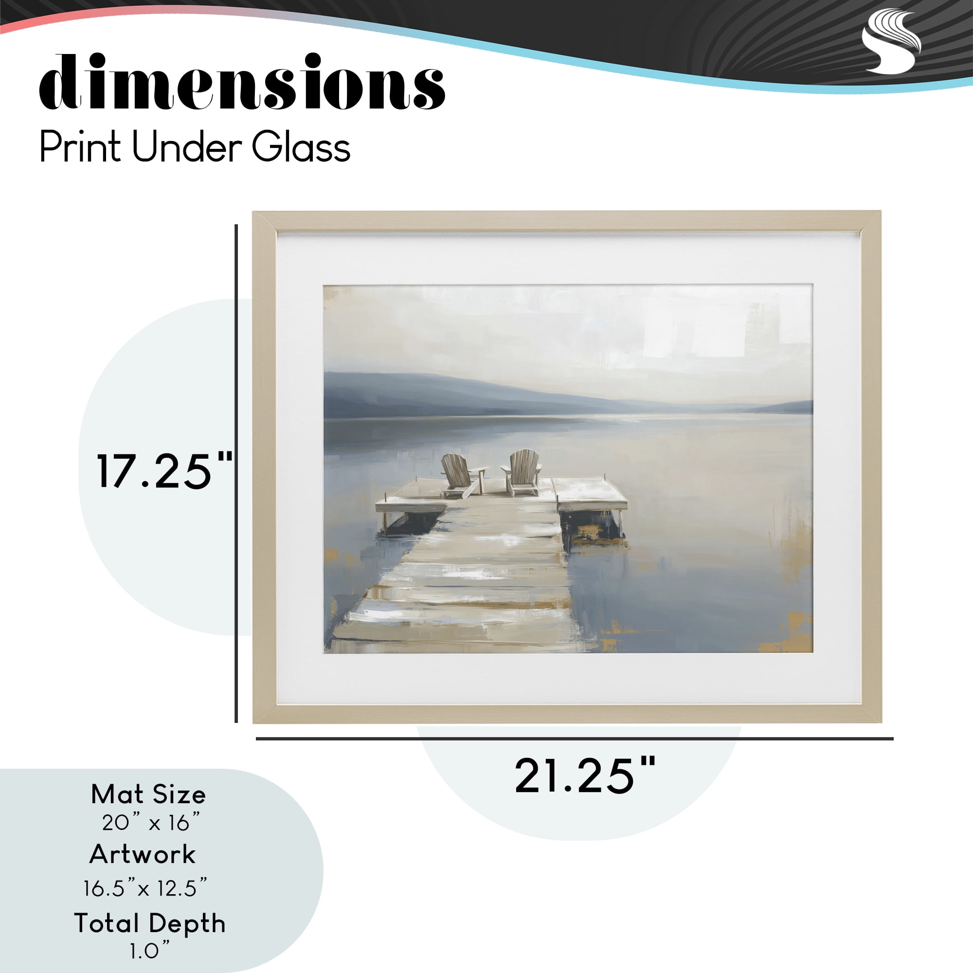 Stupell Industries Adirondack Chairs on Pier Birch Framed Print Under Glass, design by Kim Curinga
