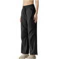 thumbnail image 1 of AherBiu Cargo Pants Women Loose High Waisted Drawstring Quick Dry Casual Straight Trousers with Multi Pockets, 1 of 4