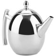 thumbnail image 1 of Juego de tetera de acero inoxidable, tetera de metal con filtro, tetera de café, pulido espejo, tetera plateada adecuada para restaurantes, salas de conferencias, sala de estar (1500ML) esquí esquí Gafas de esquí, 1 of 5