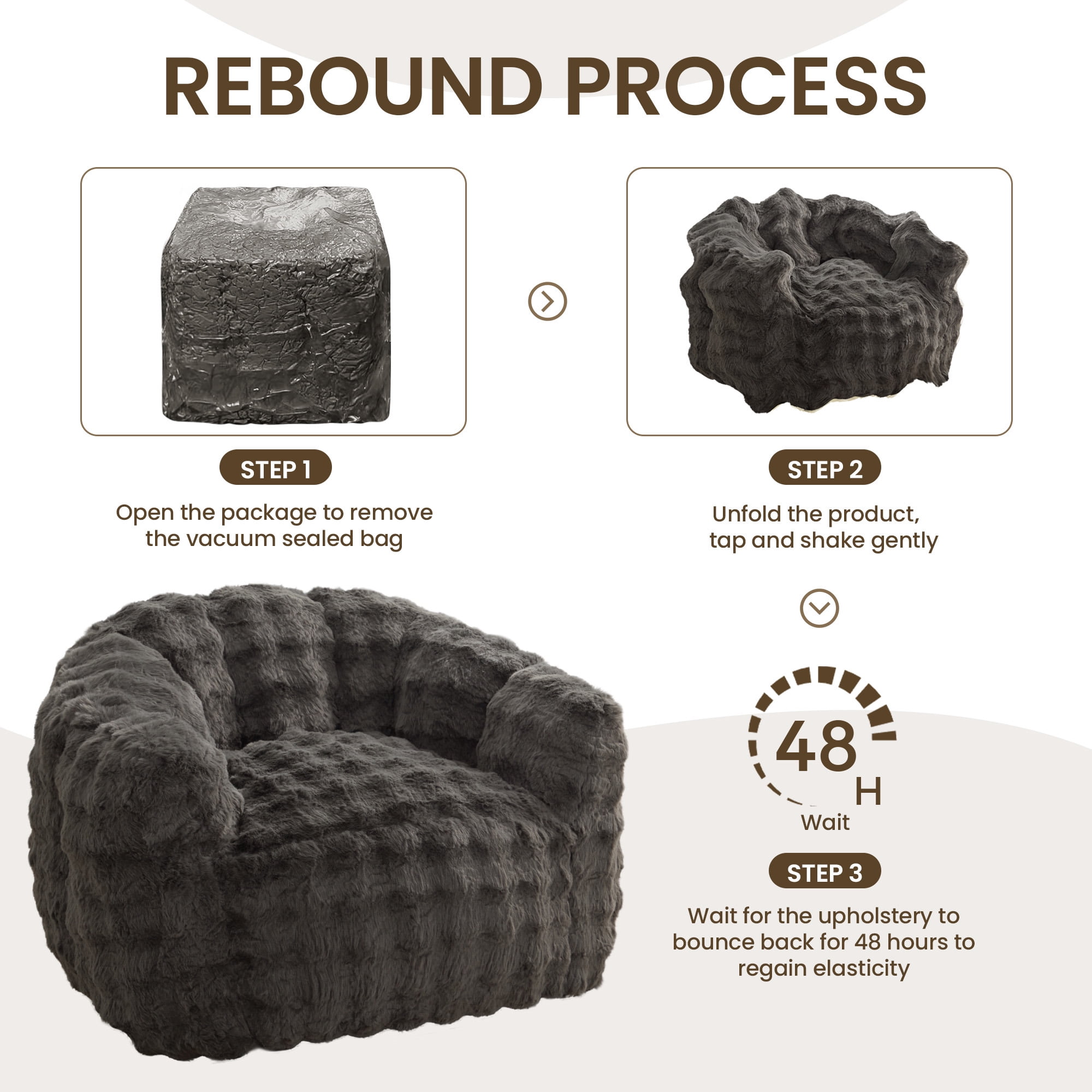 SERWALL Giant Bean Bag Chair, Oversized 3.6 FT Beanbag Chair, No Assembly Lazy Sofa Chair with Premium Memory Foam Filler and Chair Cover for Living Room, Bedroom, Dorm