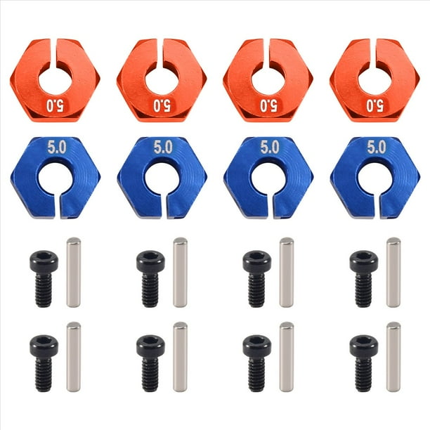 4 Piezas de Aluminio de 5 mm de Espesor de Rueda Hexagonal de 12 mm con Pasadores y Tornillos para RC Car Crawler Trucks Slash