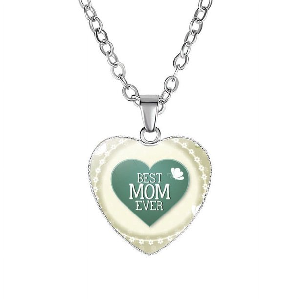 Collar para mujer, joyería para mujer, joyería para mujer, collar con colgante de corazón con letra de mamá, collar con piedras preciosas, collar, joyería