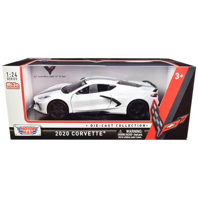 Motormax 79360w Échelle 1-24 2020 Chevrolet Corvette C8 Stingray Blanc et Gris Rayures Voiture Miniature Moulée sous Pression