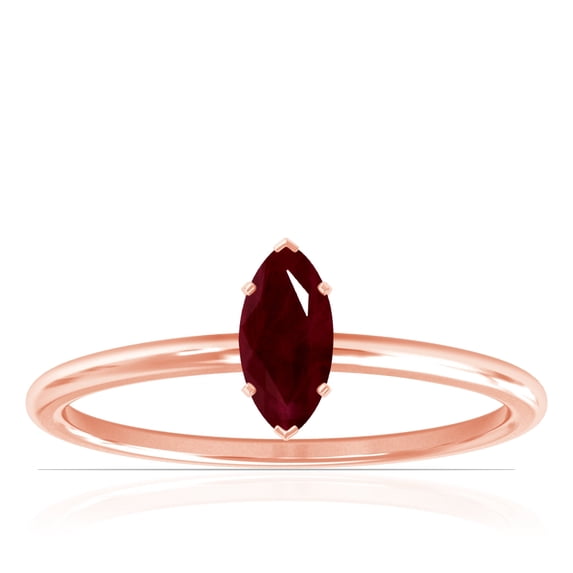 GemsNY July Birthstone - Dainty Marquise Four Prong Ruby Solitaire Ring (Grade - AA | 0.70cts.)