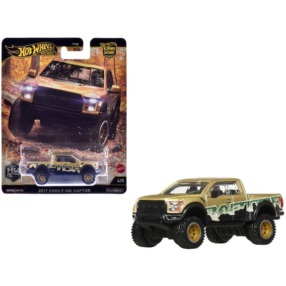 2017 Ford F-150 Raptor Pickup Truck Gold Metallic with Graphics "HW Off Road" Series Diecast Model Car by Hot Wheels