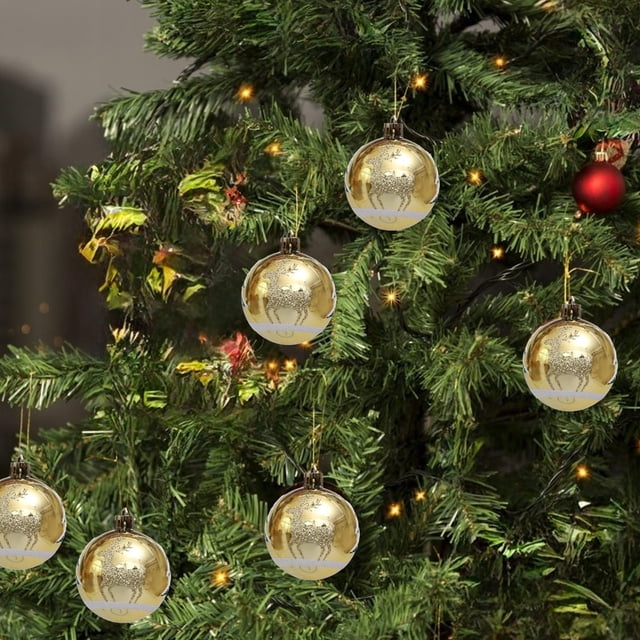 6 Pcs Christmas Balls Gift Box Set Creatives Color Painting Christmas Balls Christmas Tree Hanging Balls Pendant Christmas Decoration Set