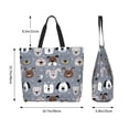 thumbnail image 5 of Pofeuu Cute Dog Faces Print Reusable Grocery Bags - Washable, Foldable, Packable Tote, Large Handles, Heavy Duty, Zippered Top Pouch, 5 of 8