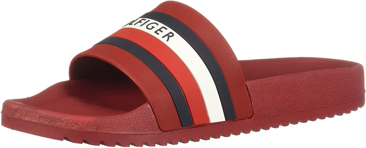 Tommy Hilfiger Mens Riker Slide Sandal 8 Red, Men's