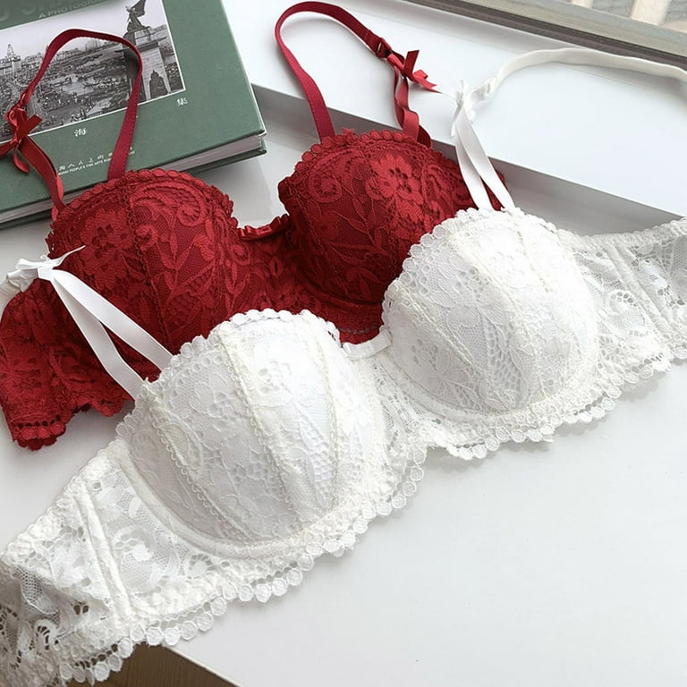 PMUYBHF Female Push up Bras for Women Plus Size Extra Padding Lace Half Cup  Thin Bra Bridal Bra Push up Women’S Classic Lace Push up Bra