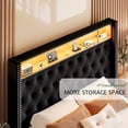 thumbnail image 2 of Merluxy LED Queen Bed Frame,Charging Station and Storage Upholstered Headboard/Velvet/Black, 2 of 7