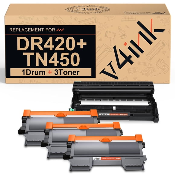 v4ink Compatible Toner Cartridge and Drum Unit Replacement for Brother TN450 TN420 DR420 use with HL-2270dw HL-2280dw HL-2230 HL-2240d MFC-7240 MFC-7