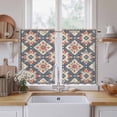 thumbnail image 2 of Blue Red Geometric Tier Curtains, Vintage Southwest Ethnic Modern Light Filtering Kitchen Curtains, 2Pcs Rod Pocket Half Window Treatments Panels for Sink Cafe Cabinet Basement 27.5x45 Inches, 2 of 9