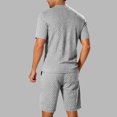 thumbnail image 5 of Hinvhai Men's 2 Piece Outfits Short Sleeve Crewneck Summer T Shirt and Drawstring Casual Track Shorts Set Gray M(M), 5 of 6
