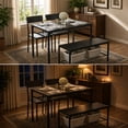 thumbnail image 5 of 43” Dining Table Set with Storage Rack, 4-Piece Black Kitchen Table with 2 Chairs and Bench for Small Space, Breakfast Nook & Apartment, 5 of 7