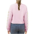 thumbnail image 4 of SGFCWSX Girls Oversized Sweatshirt Fleece Cropped Pullover Top Kids Crew Neck Floral Print Sweatshirts Pink Size 10 Years, 4 of 5