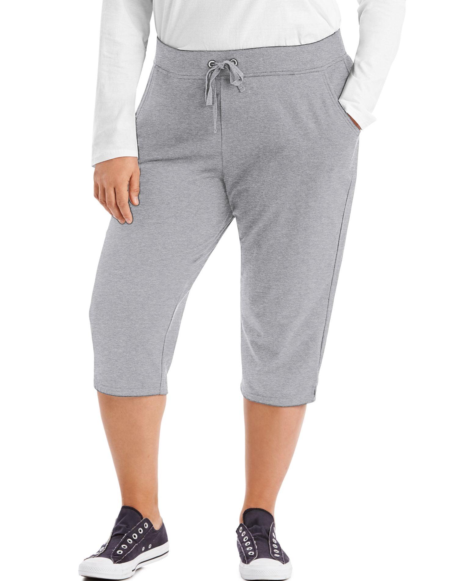 Just My Size Womens French Terry Capris, 5X, Light Steel