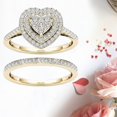thumbnail image 4 of Opvise 2Pcs/Set Ring Attractive Decorative Alloy Delicate Heart Shape Rhinestone Women Bridal Ring for Wedding, 4 of 8