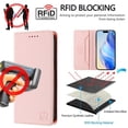 thumbnail image 5 of Wallet Case For iPhone 17e 6.1inch, [RFID Blocking] PU Leather Magnetic Folio with 2 Card Slot Kickstand Flip Cover Shockproof Phone Case,Pink,For iPhone 17e, 5 of 8