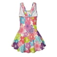 thumbnail image 2 of COEQINE Girls One Piece Bathing Suit with Skirt Bottom, Scoop Neck Tankini Style Pretty Swim Dress Beach Swimwear for Girls 8-9 Years, Machine Washable, Colorful Cherry Blossom, 2 of 8