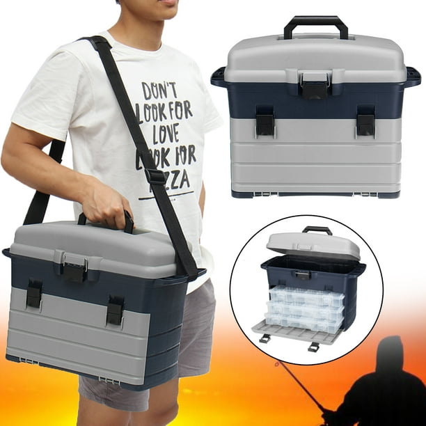 2 in 1 Fishing Lures Tackle Box Multi-function 4 Tray Large Capacity Drawer  Storage Box Bait Case Shoulder Bag 