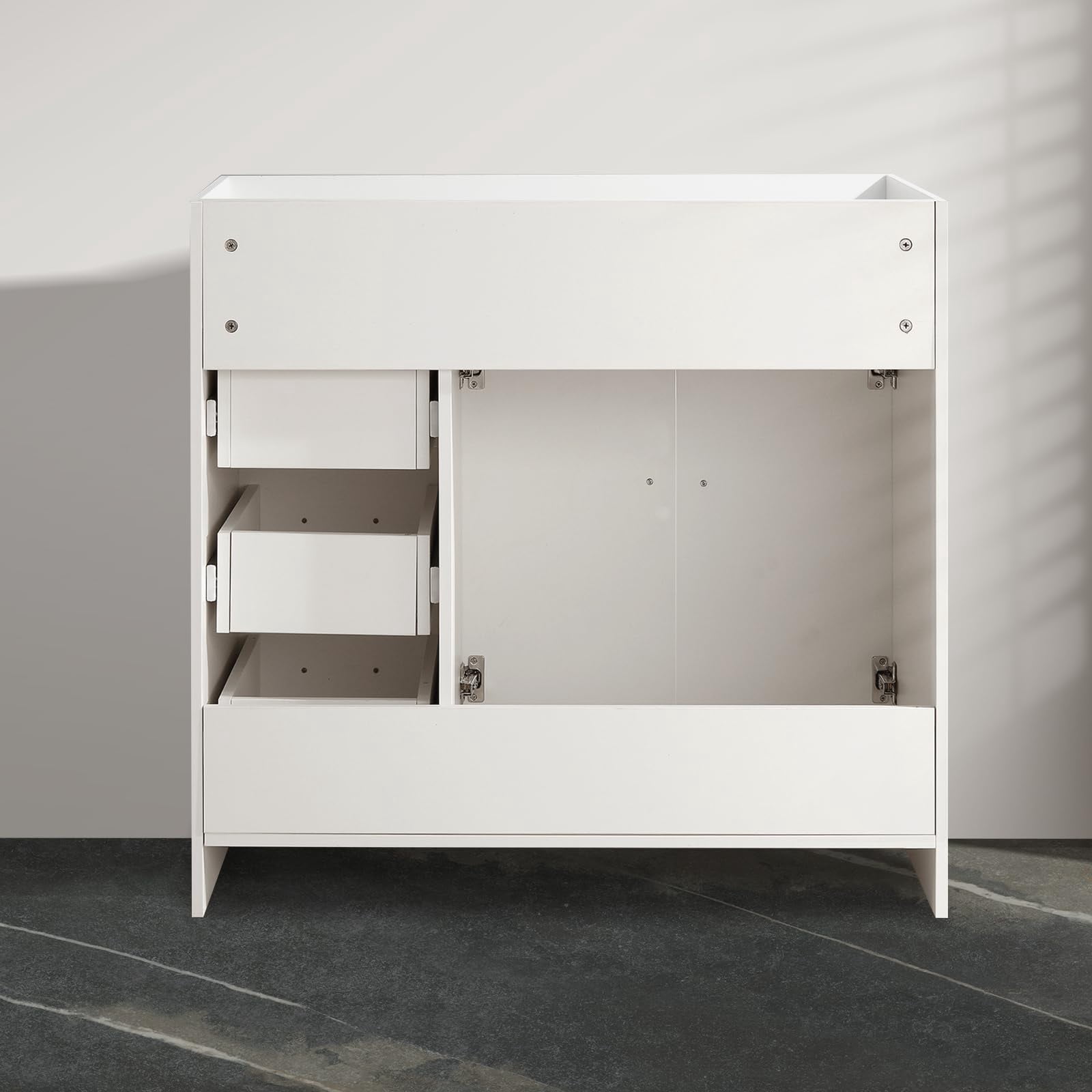 Dodrehome 36" Single Bathroom Vanity, Modern Bathroom Cabinet Without Sink, with 2 Soft Closing Doors and 3 Drawers, White