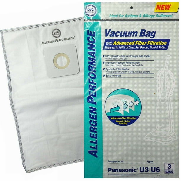 Panasonic Style U U3 U6 Synthetic HEPA Vacuum Cleaner Bags by DVC Made