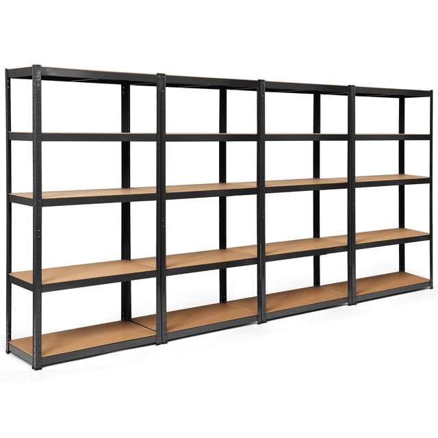 Costway 4PCS 72'' Heavy Duty Storage Shelf Steel Metal Garage Rack 5 Level Adjustable Black