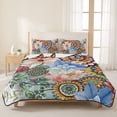 thumbnail image 3 of Queen Quilt Set 90''x96'', Boho Floral Lightweight Bedspread Coverlet Set with 2 Pillow Shams, Bohemia Colorful Mandalas Botanical Flower Breathable All Season Quilt Bedding for Bedroom/Guest Room, 3 of 9