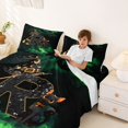 thumbnail image 3 of Manfei Halloween Themed Cats Bed Sheets,Cartoon Alphabet R Full Size Sheets,Green,4pcs,1 Flat Sheet, 1 Fitted Sheet and 2 Pillowcases, 3 of 6