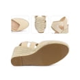 thumbnail image 2 of BLISSFUL STEP Chaussures pour Femmes Sandales Espadrilles à Talon Compensé à Bride Croisée à Bout Fermé Beige 7,5, 2 of 7