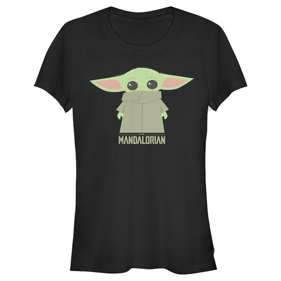 Junior's Star Wars: The Mandalorian The Child Cartoon Shy Graphic Tee Black 2X Large