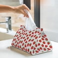 thumbnail image 6 of Uemuo Strawberries Pattern Tissue Box Cover Holder, Triangle with Bottom Belt - PVC Leather Decorative Organizer for Tabletop, Bathroom, Car, Office, 6 of 9