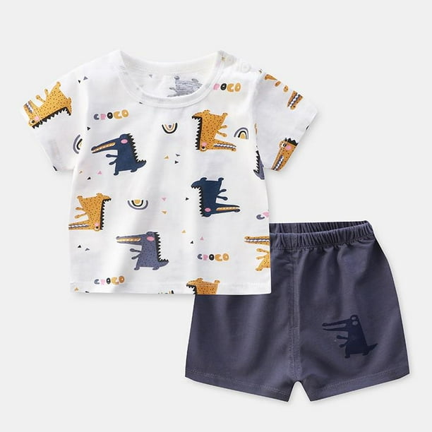 Ropa casual para niños Conjunto de 2 piezas Ropa Verde Cool Boy T-shirt + Shorts Ropa Niños Chándal Niños Ropa de bebé Tan Jianjun unisex