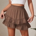 thumbnail image 5 of Women's High Waisted Mini Tiered Skirt Ruffle Hem Hollow Out Lace Trim A-Line Short Skirt Flowy Lightweight Summer Beach Vacation Party Casual Skirt, 5 of 8
