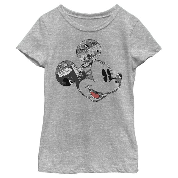 Girl's Mickey & Friends Mickey Mouse Comic Book  Graphic Tee Athletic Heather Large