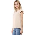 thumbnail image 2 of INSPIRE CHIC Blouse Unie pour Femme Col en V à Volants Manches Courtes Légère Blouse de Travail S Beige, 2 of 7