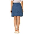 thumbnail image 3 of INSPIRE CHIC Women's Denim Skirts Solid Color A-Line Raw Hem High Waist Button Front Casual Jean Skirt 2XL Blue, 3 of 7