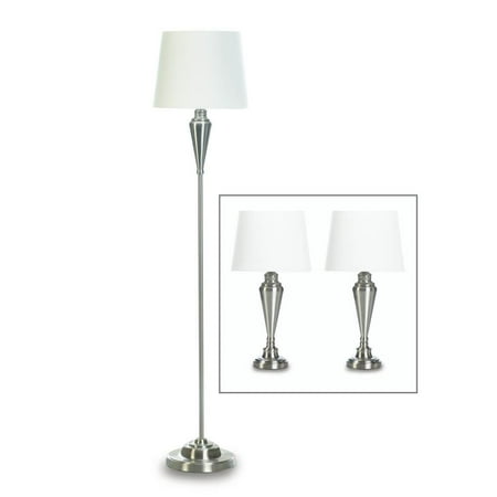 lamp trio bedside silver table floor bedroom modern lamps contemporary classic living metal