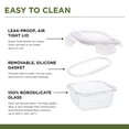 thumbnail image 5 of SOPL-OLIVEWARE Ivy Borosilicate Glassware Square Lunchbox, Napkin & Steel Spoon, Microwave Proof, 3 Cointainer with 320ml Each - Grey, 5 of 5