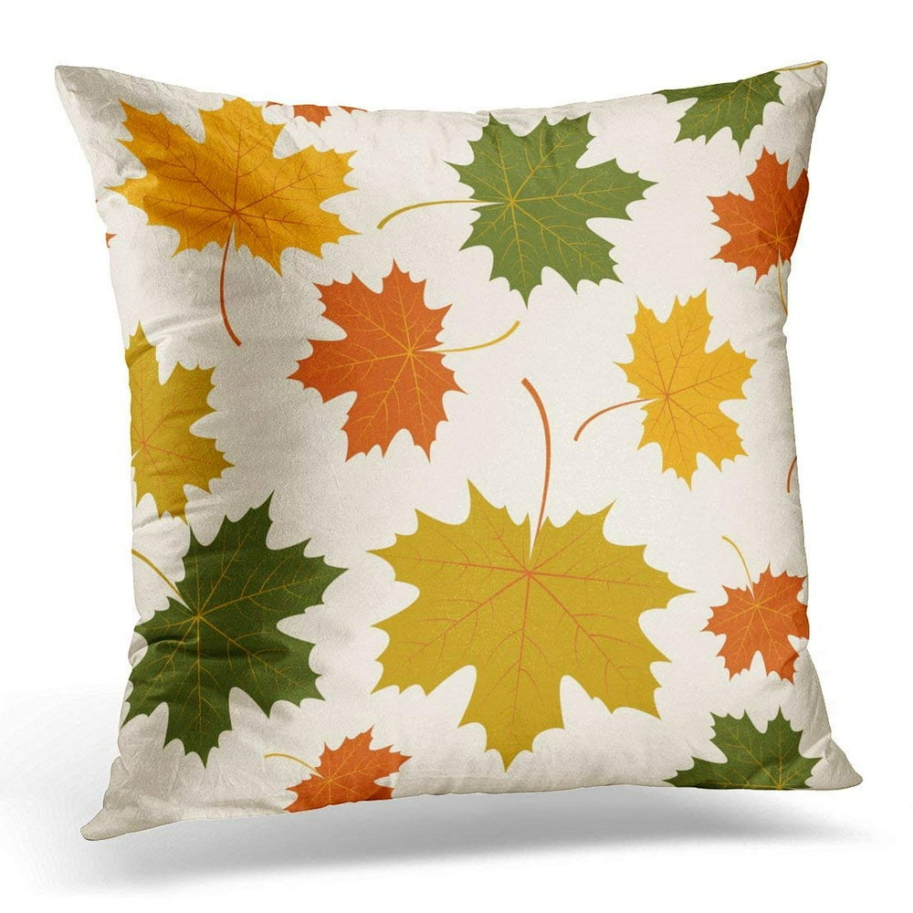 USART Colorful Leaf with Autumn Maple Leaves Green Detail Throw Pillow