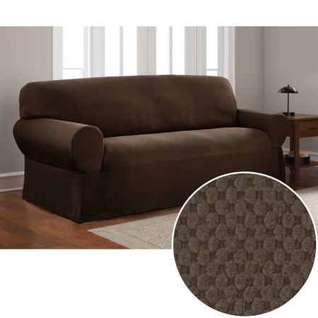 Mainstays Stretch Pixel 1 Piece Sofa Furniture Cover Slipcover, Chocolate Brown