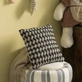 thumbnail image 3 of 16" Handwoven Cotton Throw Pillow Cover Chevron & Gingham Design Black & White, 3 of 7