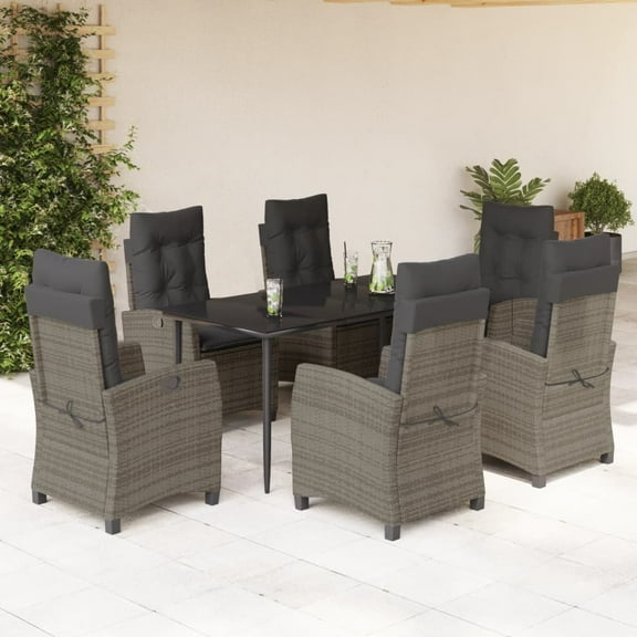vidaXL Garden Dining Set Grey, Black