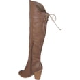 thumbnail image 4 of JOURNEE COLLECTION Womens Brown Asymmetrical Lace Spritz Round Toe Block Heel Zip-Up Heeled Boots 10 M WC, 4 of 6