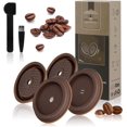 thumbnail image 1 of Reusable Coffee Capsule Lid Compatible with Nespresso Vertuo Pods and VertuoLine Capsules Coffee Filter Refillable Food Grade Silicone with Spoon and Brush - Pack of 4 (Brown), 1 of 5