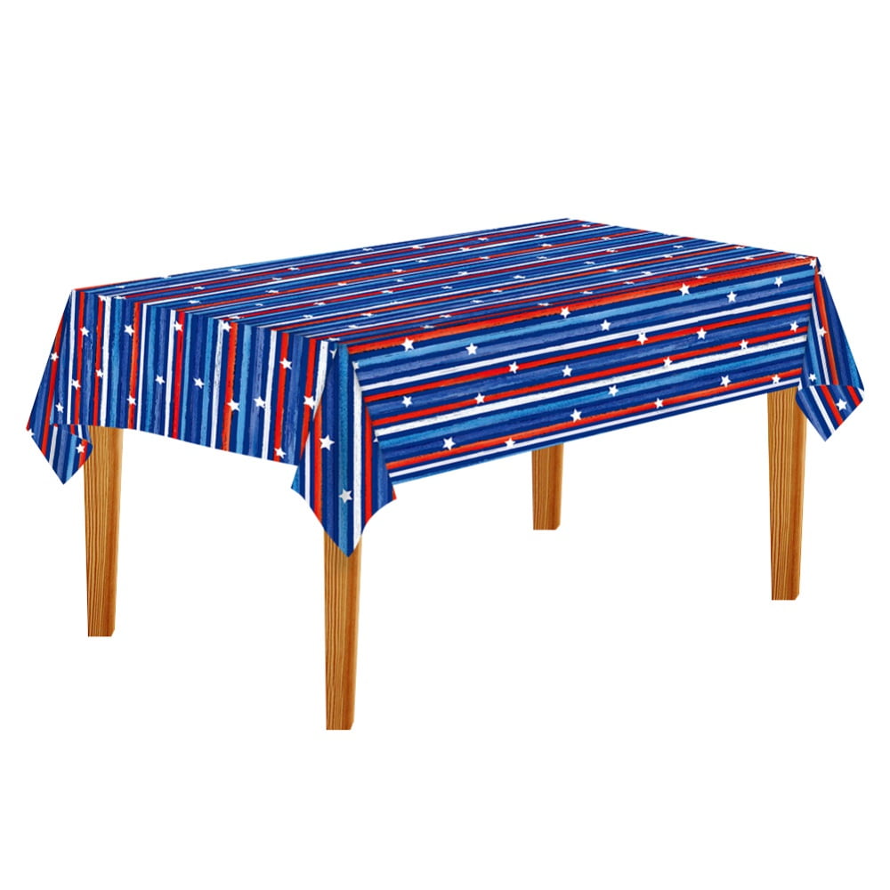 Party/Picknick/BBQ Disposable Table Cloth 132cm X 178cm Blue/grey Star Pattern 