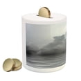 thumbnail image 2 of Moon Piggy Bank, Misty Air in the Ocean Monochrome Picture with Full Moon Natural Imagery, Ceramic Coin Bank Money Box for Cash Saving, 3.6" X 3.2", Black Pale Grey White, by Ambesonne, 2 of 4